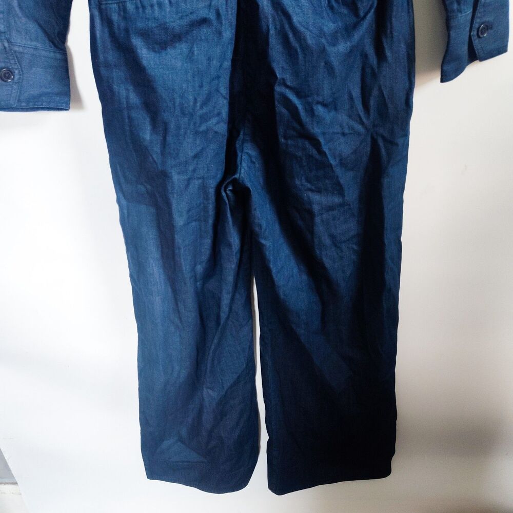 New Banana Republic Jumpsuit Size 6 Denim Wrap Top Dark Blue Long Sleeve NWOT - Picture 11 of 15